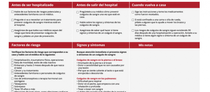 Hable de esta lista de verificación del plan de prevención con el médico