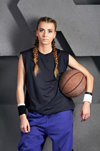 Beautiful girl with a basketball