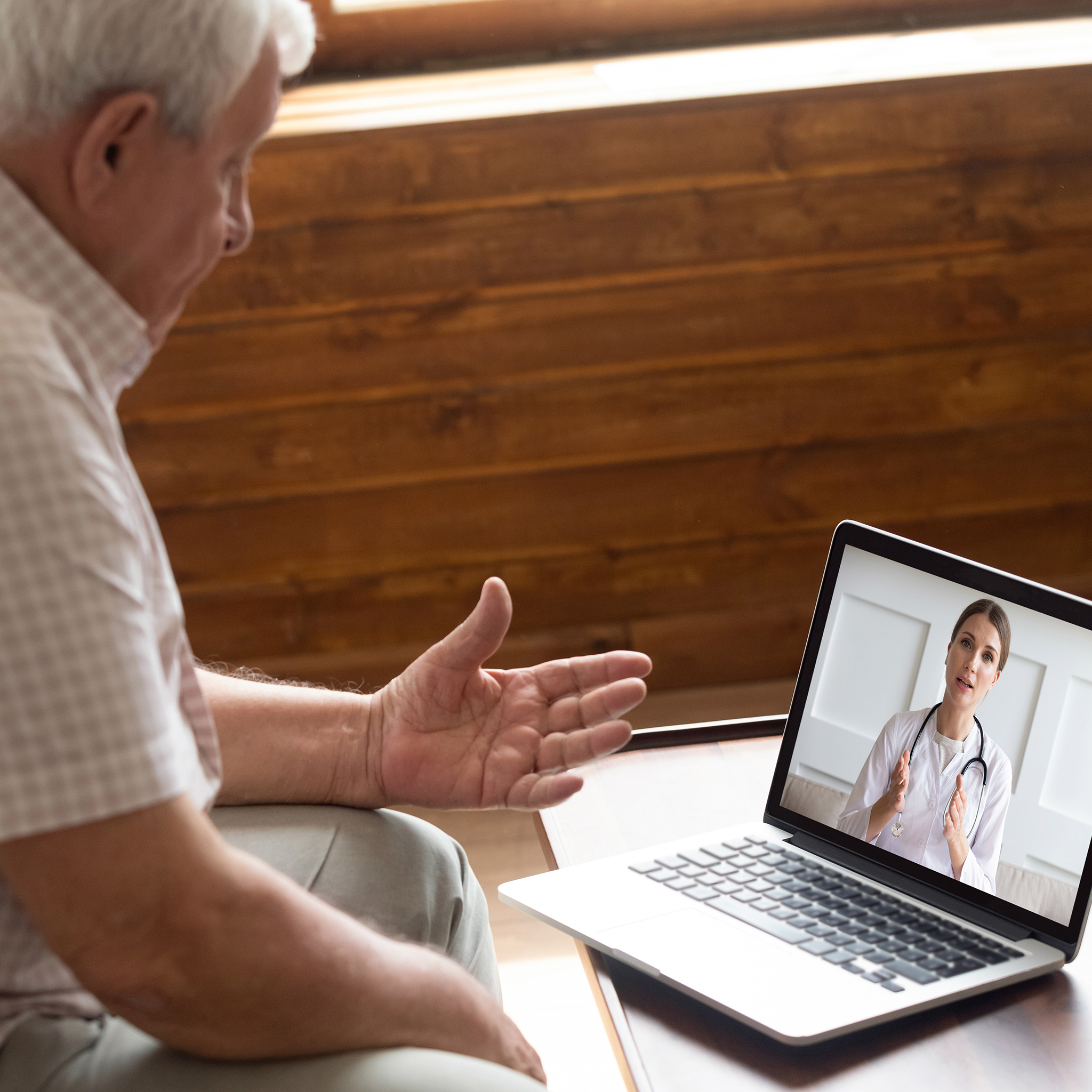 Elderly man at computer