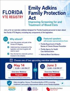 Photo of Florida VTE Registry Overview Webinars Flyers