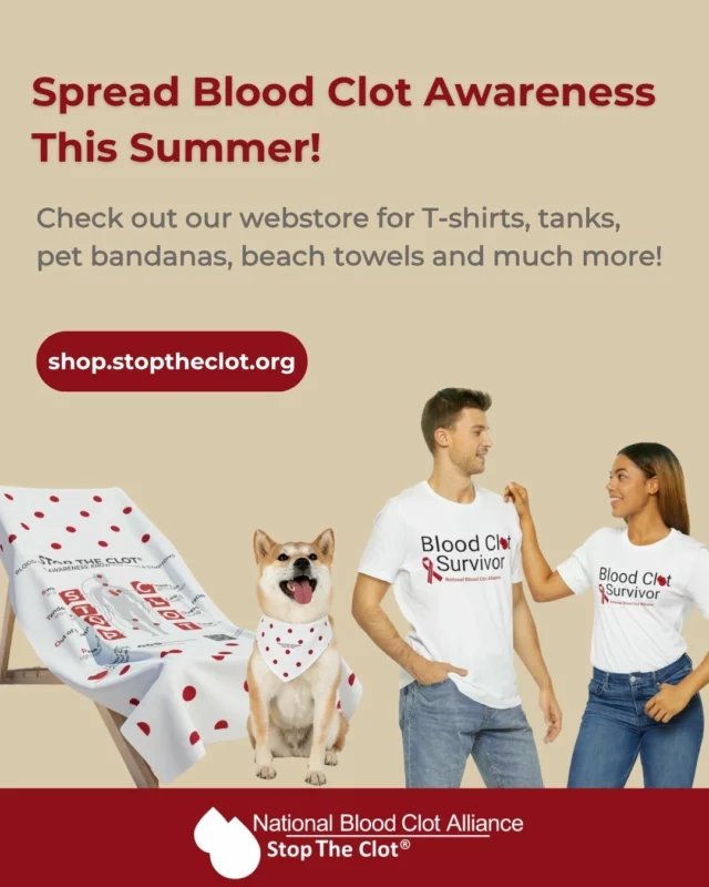 Summer is almost here, and it's the perfect time to gear up with style and purpose! Help spread blood clot awareness and show your support as with merchandise from the National Blood Clot Alliance online store. 

From T-shirts and tank tops to visors and dog bandanas, there's something for everyone. We even have beach towels so you can spread awareness at the beach or pool this summer!

By shopping at the NBCA store, you’re not only getting great gear – you’re also helping to support vital education and advocacy efforts. 

Check out the NBCA store at the 🔗in bio!

#stoptheclot #shoptostoptheclot #bloodclots #bloodclotsurvivor #bloodclotawareness #dogbandana #bloodcloteducation #survivorgear #onlinestore