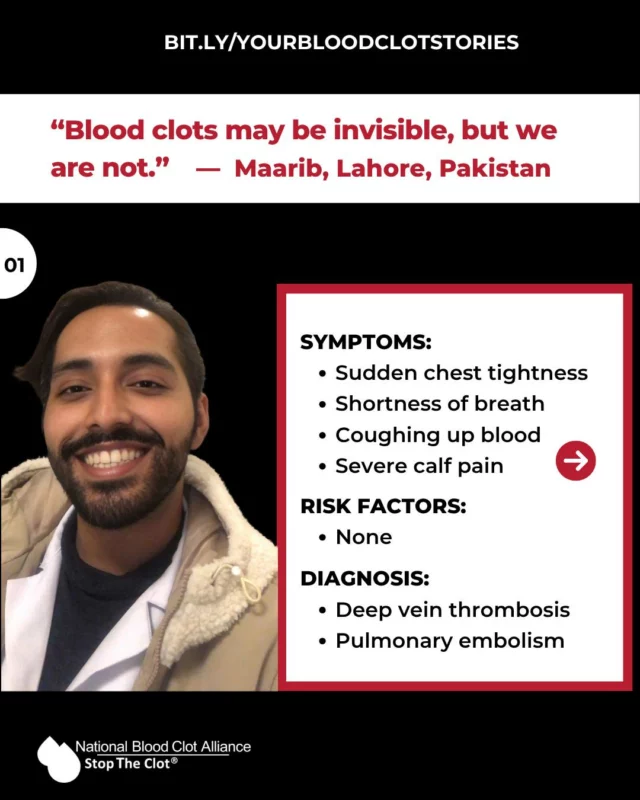 After surviving blood clots twice, Maarib used his experience to drive change. 

Despite having his symptoms dismissed, he trusted his instincts, and got the care he needed. Today, he’s leading his country’s first thrombosis awareness initiative and empowering others to speak up and listen to their bodies.

🗣️ Has your own health experience inspired you to take charge and lead change? Leave a comment to share how you’ve used your voice to make a difference!

🔗 More stories at the link in bio.

#StopTheClot #StopTheClotStory #BloodClots #DVT #PE #MensHealthMonth